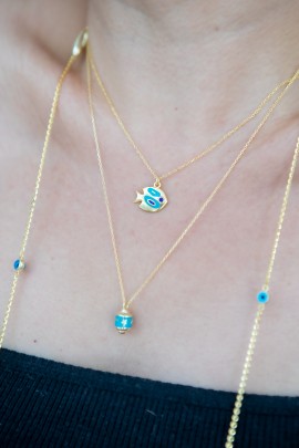 ALTIN MİNELİ NAZAR BALIK KOLYE