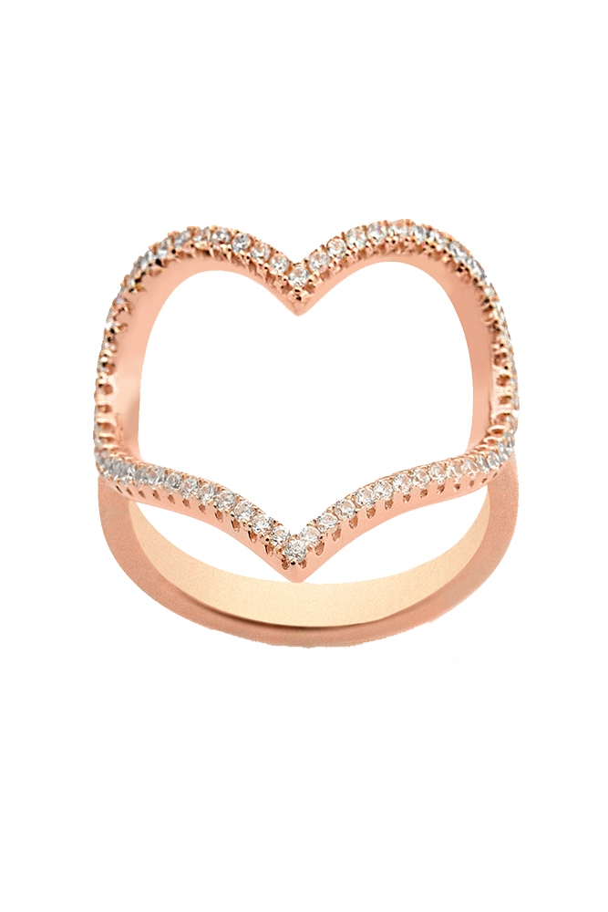 SIRALI TAŞLI KALP YÜZÜK