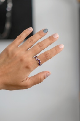 ZİKZAK LACİVERT MİNELİ YÜZÜK