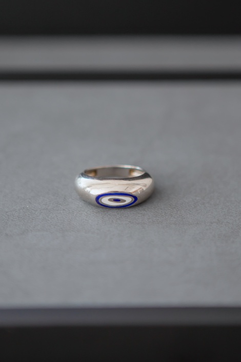 BEYAZ YUVARLAK MİNELİ NAZAR YÜZÜK