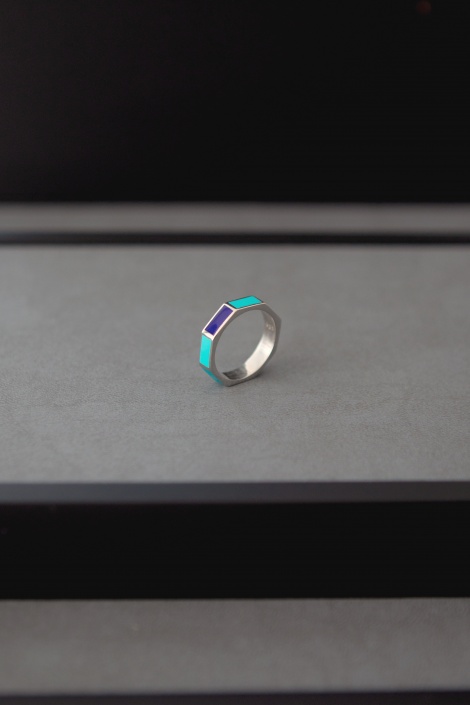 TURKUAZ LACİVERT MİNELİ YÜZÜK