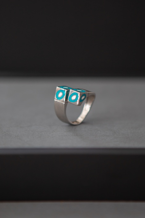 YARIM KÜP MİNELİ NAZAR YÜZÜK 1